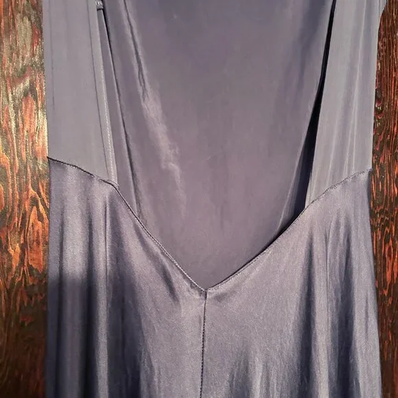 Vintage Victoria's Secret 100% Silk Open Back Gown Deep Blue Small Bridal - Picture 9 of 9